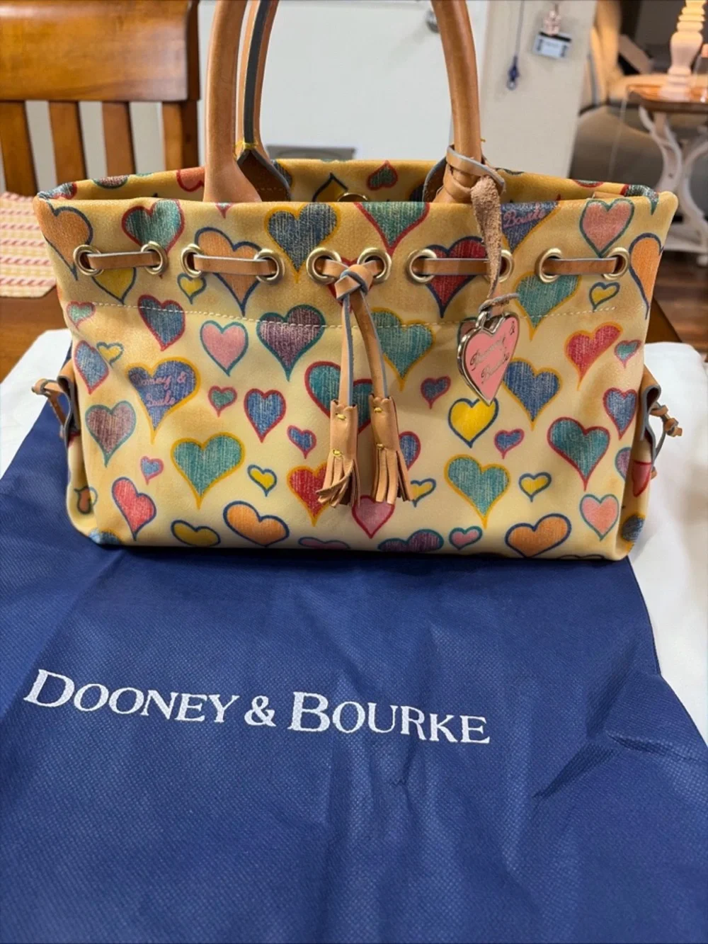 Dooney & Bourke Yellow Multicolor Heart Tote